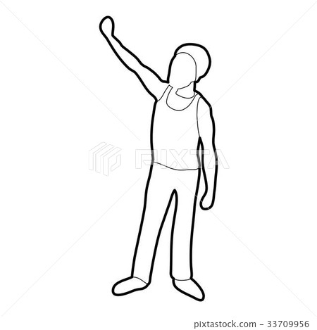 Man protest on the street icon outline 33709956