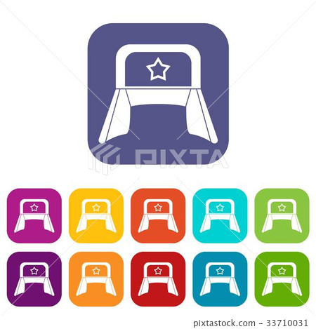 Hat with earflaps icons set Hat with earflaps icons set 33710031