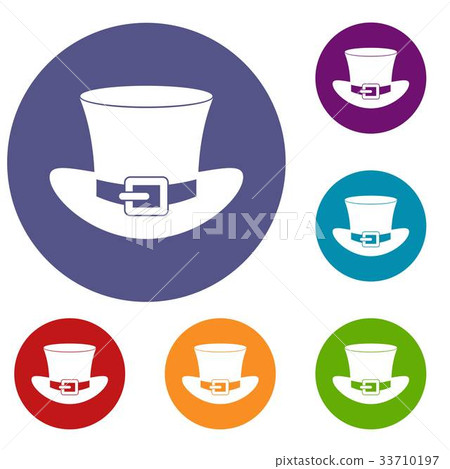Top hat with buckle icons set Top hat with buckle icons set 33710197