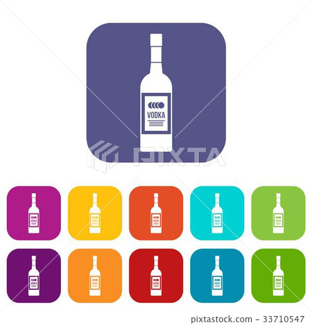 Bottle of vodka icons set 33710547