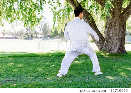 Handsome man practicing thai chi Handsome man practicing thai chi 33710613