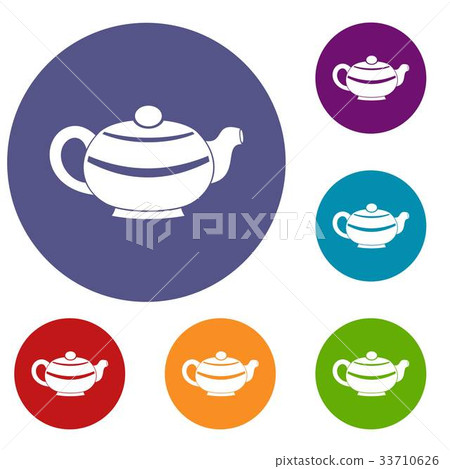 Chinese teapot icons set 33710626