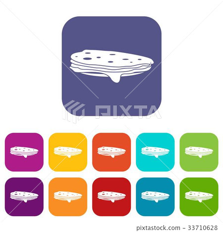 Stack of pancakes icons set Stack of pancakes icons set 33710628