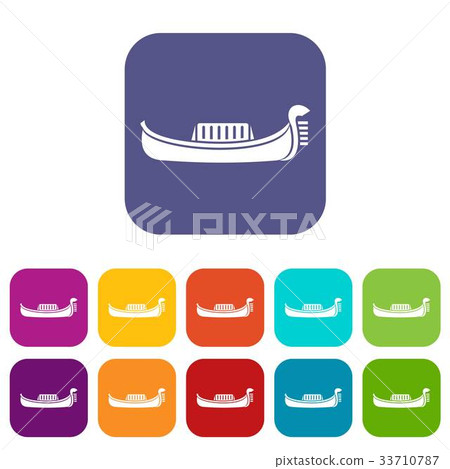 Venice gondola icons set 33710787