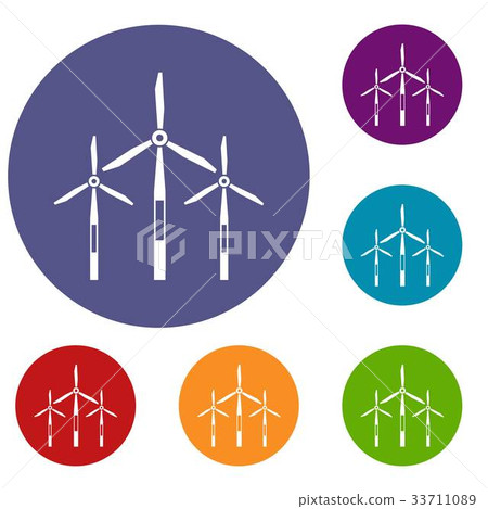 Wind generator turbines icons set Wind generator turbines icons set 33711089