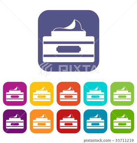 Cream container icons set Cream container icons set 33711219