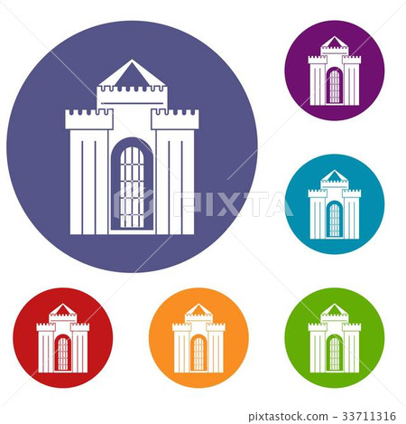 Medieval palace icons set Medieval palace icons set 33711316