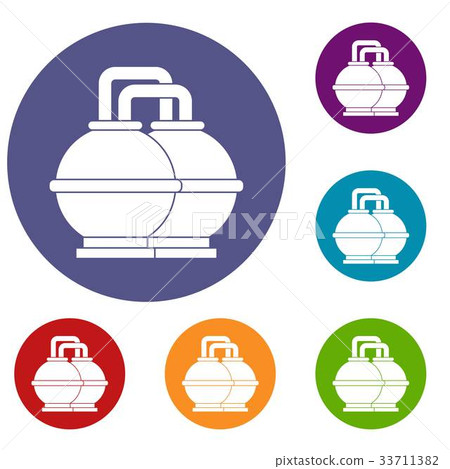 Industrial tanks for petrol and oil icons set 33711382