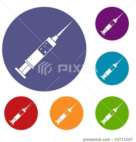 Injection syringe icons set Injection syringe icons set 33711507
