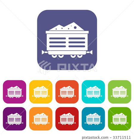 Train waggon with coal icons set 33711511