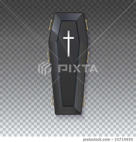 Coffin icon with a metal crucifix and handles on 33714939