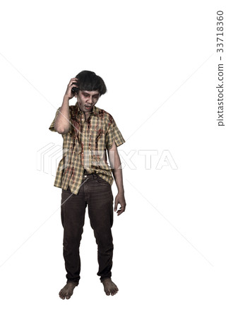 Asian zombie man with confused expression standing Asian zombie man with confused expression standing 33718360