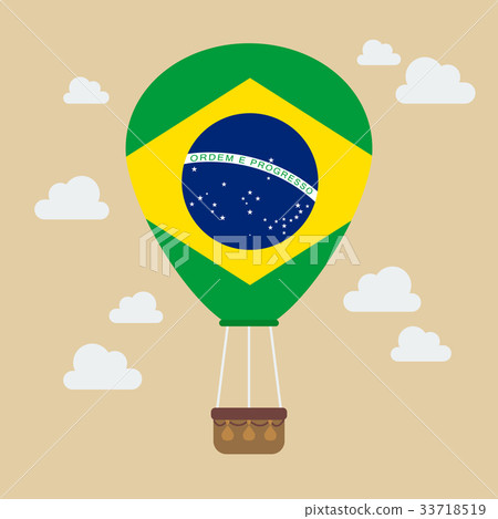 Hot air balloon with Brazil flag Hot air balloon with Brazil flag 33718519