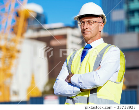 Engineer builder at construction site Engineer builder at construction site 33718925