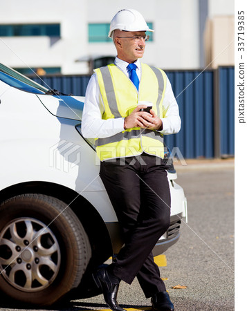 Engineer builder at construction site Engineer builder at construction site 33719385