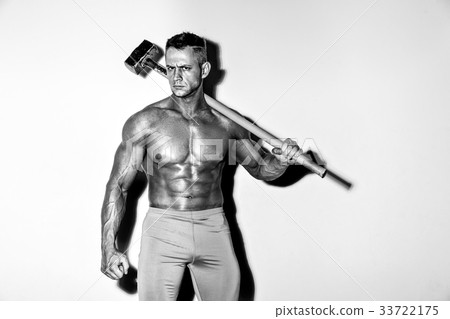 guy with a nice muscle fitness, bodybuilder hold 33722175