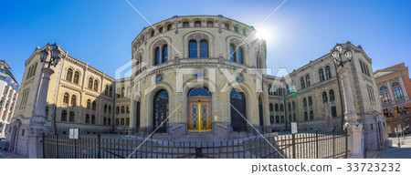 Panorama view of Parliament of Norway Stortinget Panorama view of Parliament of Norway Stortinget 33723232
