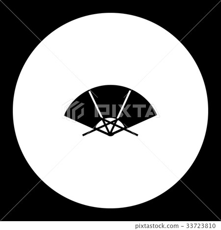 oriental fan simple silhouette black icon eps10 33723810
