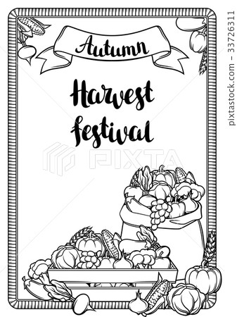 Harvest festival poster. Autumn illustration with 33726311