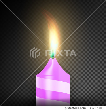 Burning 3D Realistic Dinner Candles. Dark 33727403