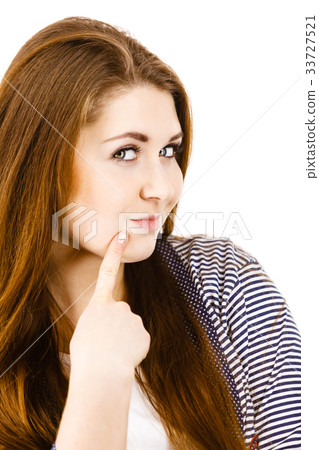 Portrait of beautiful young woman with brown hair Portrait of beautiful young woman with brown hair 33727521