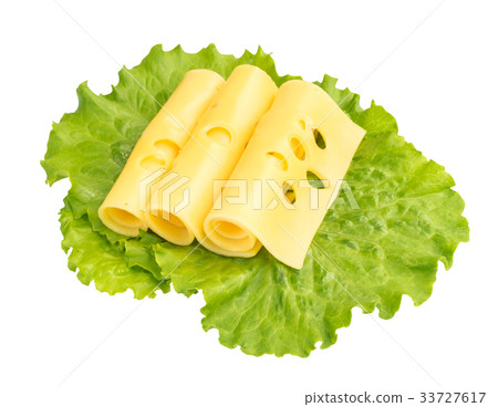 Sliced Maasdam Cheese Isolated Sliced Maasdam Cheese Isolated 33727617