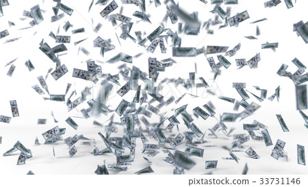 dollar banknote rain. 3d illustration. 33731146