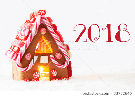 Gingerbread House, White Background, Text 2018 Gingerbread House, White Background, Text 2018 33732640