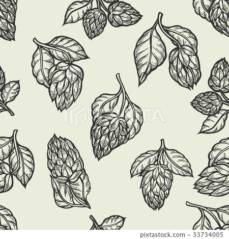 Hop vector seamless pattern.-插圖素材 [33734005] - PIXTA圖庫