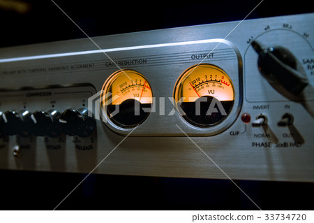 Sound mixer equalizer with buttons and vu meter Sound mixer equalizer with buttons and vu meter 33734720