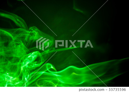 Green smoke motion on black background. Green smoke motion on black background. 33735596