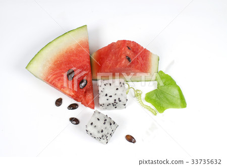 Watermelon fruit on a white background. 33735632