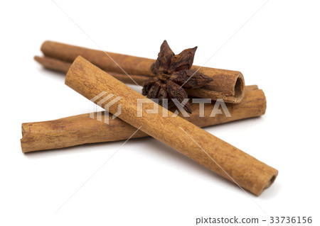 Cinnamon on the white background Cinnamon on the white background 33736156