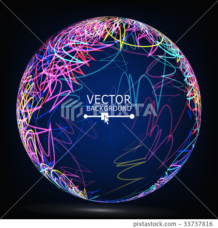 Color Lines Sphere Composition Vector. Glowing Color Lines Sphere Composition Vector. Glowing 33737816