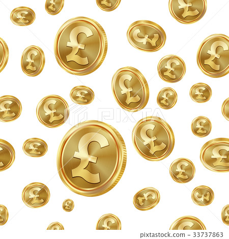 GBP Seamless Pattern Vector. Gold Coins. Isolated GBP Seamless Pattern Vector. Gold Coins. Isolated 33737863