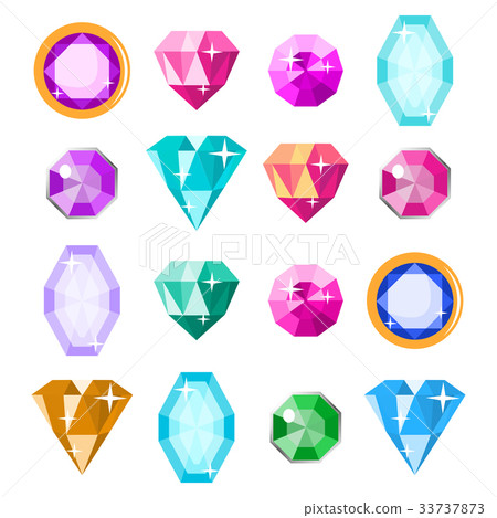 Precious Stones Set Vector. Cartoon Jewels Precious Stones Set Vector. Cartoon Jewels 33737873
