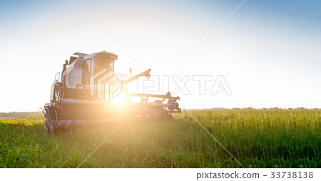 Image of combine harvester in field Image of combine harvester in field 33738138