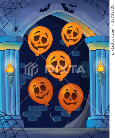 Wall alcove with Halloween balloons 1 33738320