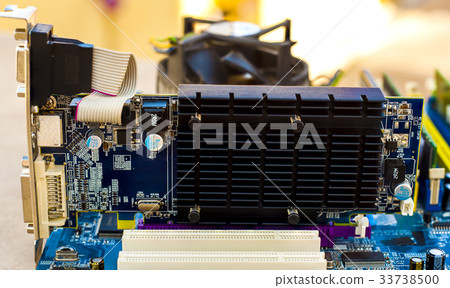Computer Hardware. Motherboard with video card Computer Hardware. Motherboard with video card 33738500