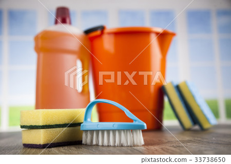 Cleaning supplies and window background 33738650