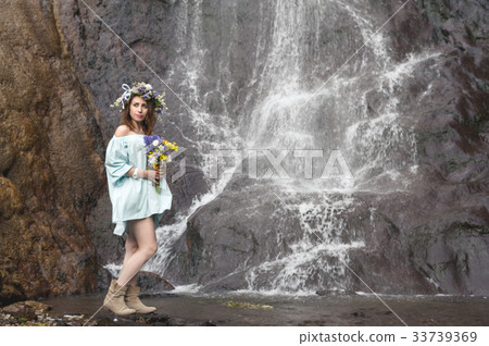 portrait of a girl with a wreath on her head and a portrait of a girl with a wreath on her head and a 33739369