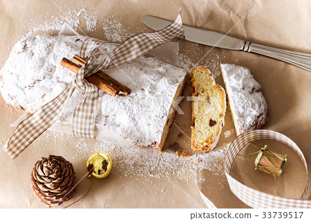 Christmas Stollen. Traditional German festive cake Christmas Stollen. Traditional German festive cake 33739517