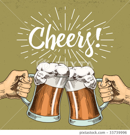 Beer glass, mug or bottle of oktoberfest. engraved 33739996