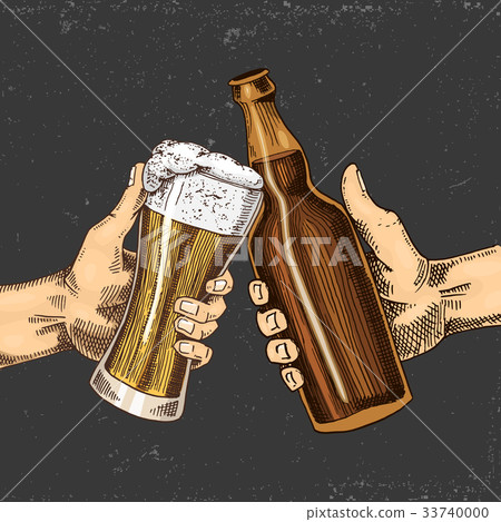 Beer glass, mug or bottle of oktoberfest. engraved Beer glass, mug or bottle of oktoberfest. engraved 33740000