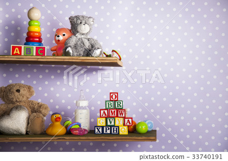 Teddy bear and Happy pregnant woman Teddy bear and Happy pregnant woman 33740191