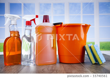 Group of assorted cleaning and window background Group of assorted cleaning and window background 33740561