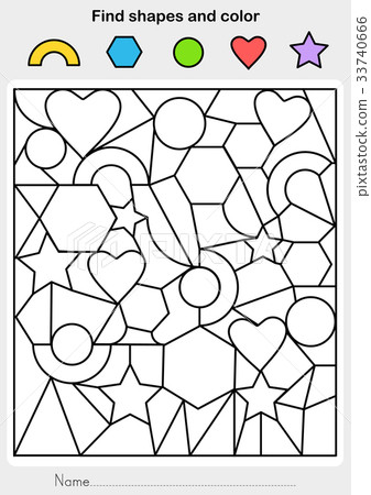 find shapes and color worksheet for education stock illustration 33740666 pixta