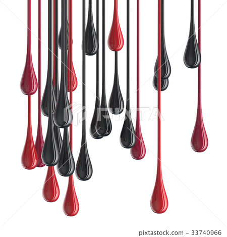 3D red and black glossy paint drop blobs 33740966