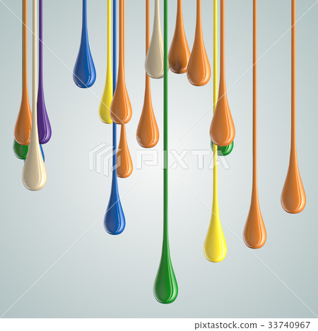 3D color glossy paint drop blobs 33740967