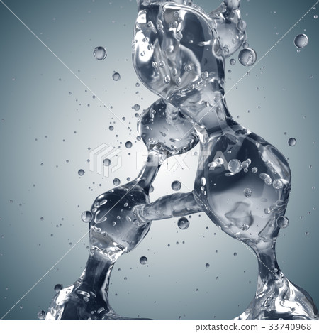 3d illustration of DNA molecule model from water. 33740968
